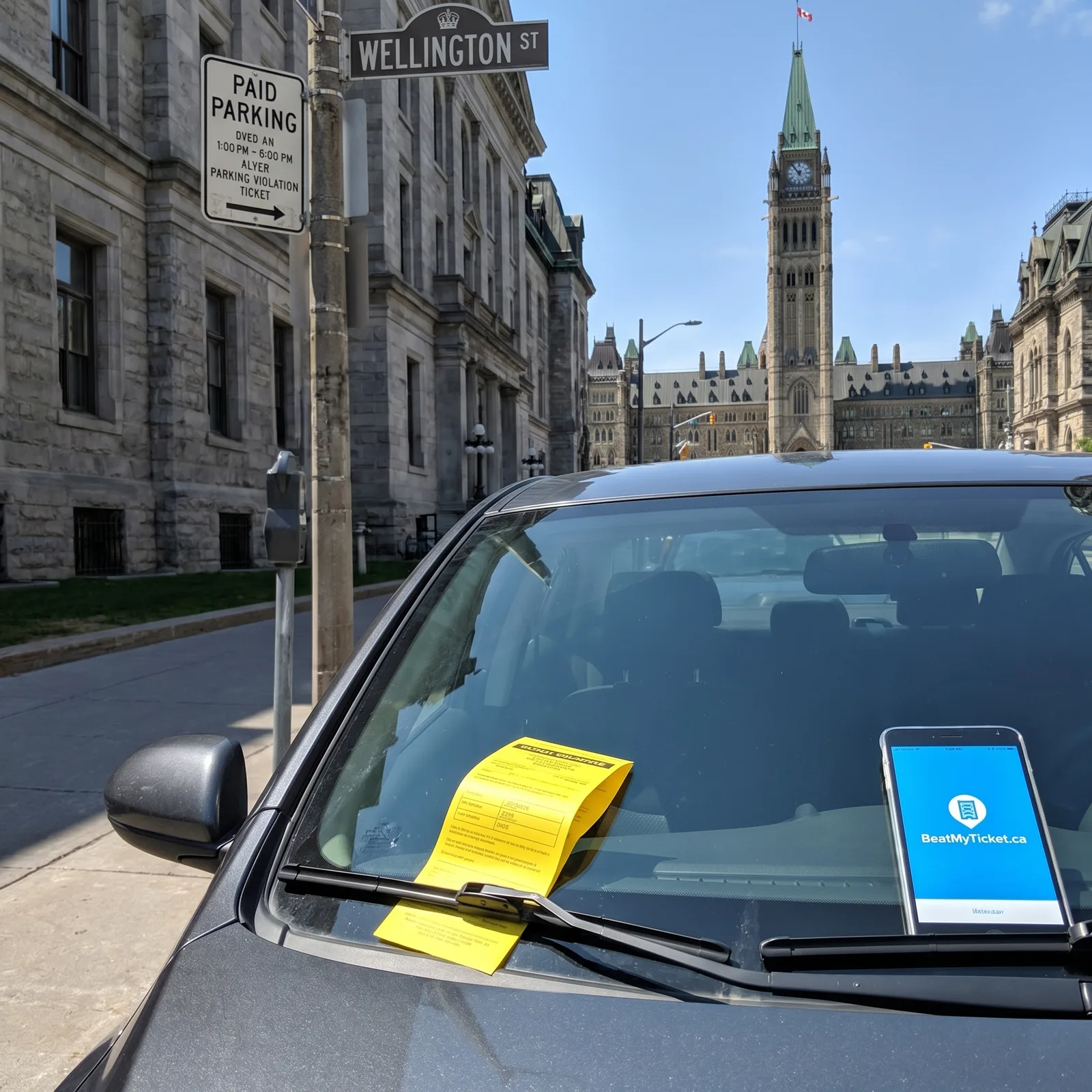Ottawa parking ticket on a windshield near Parliament Hill