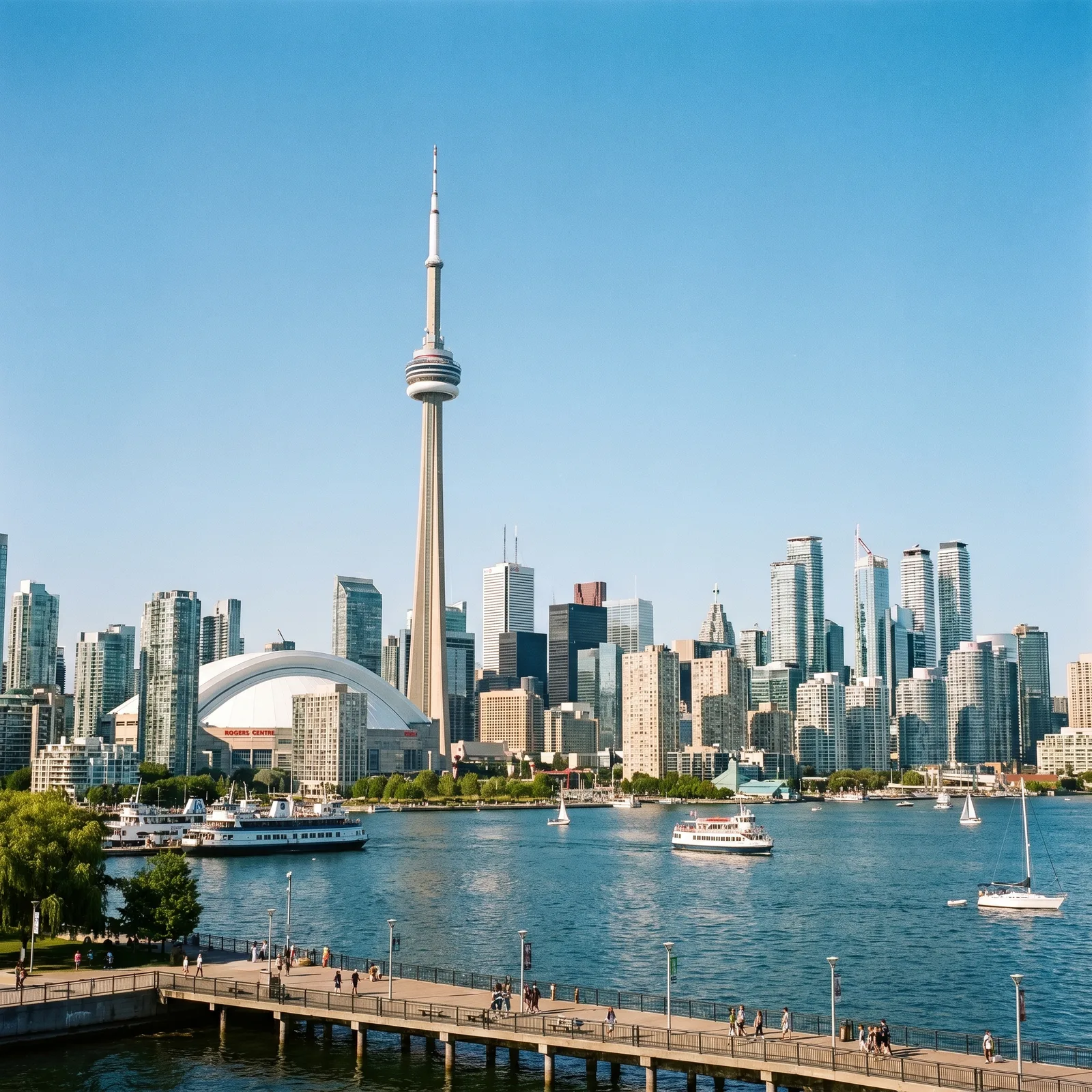 Toronto skyline and waterfront with the CN Tower