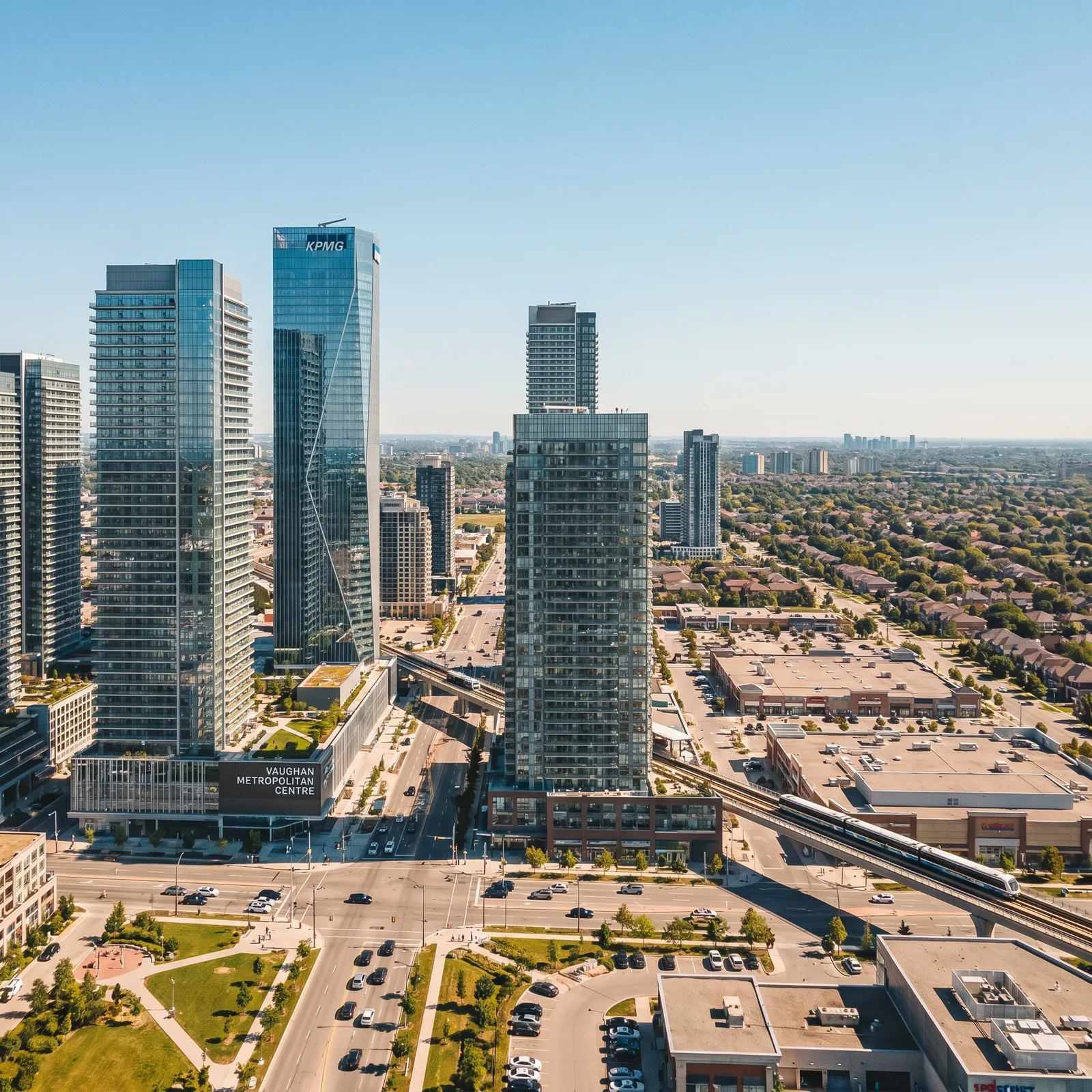 Vaughan high-rise towers and surrounding city streets